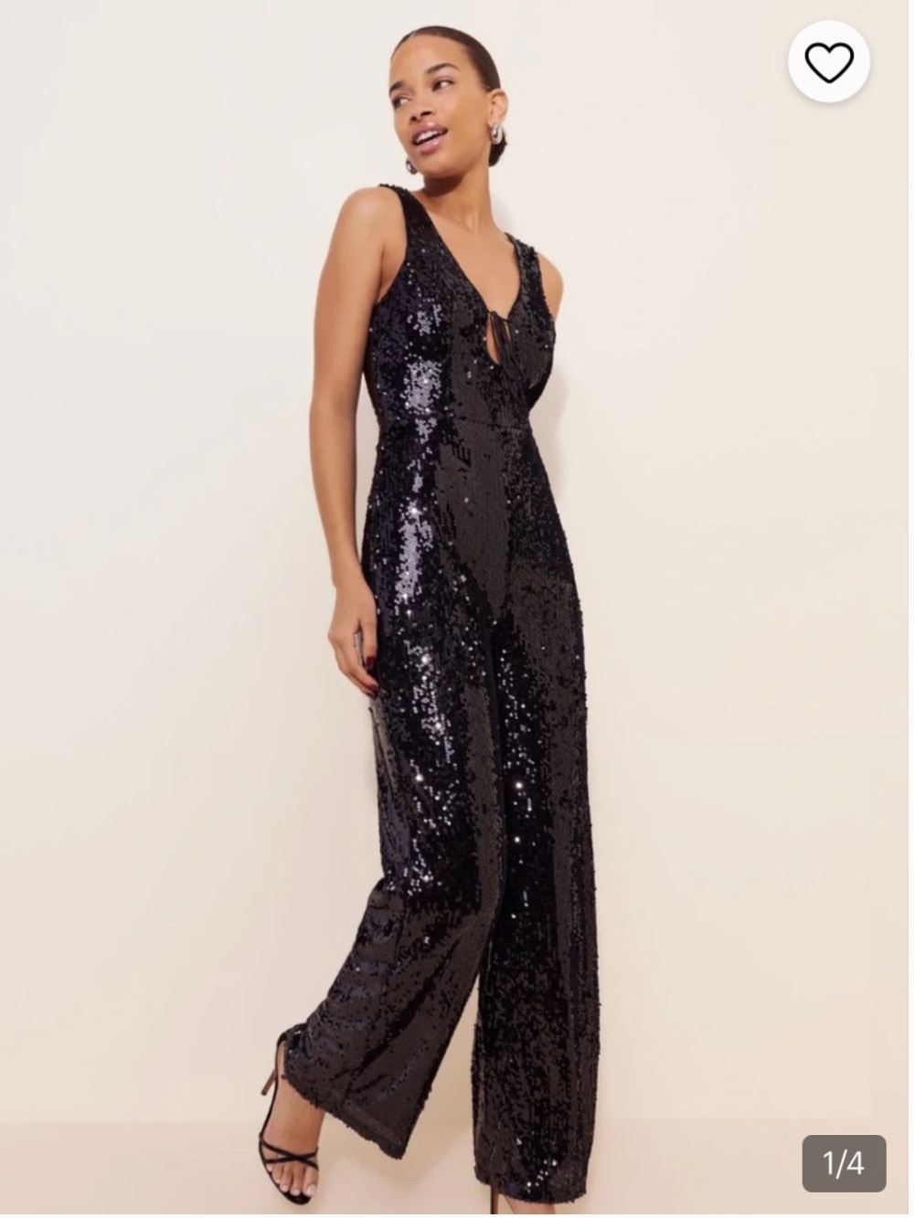 Black Sequin V-Neck Jumpsuit Anthropologie